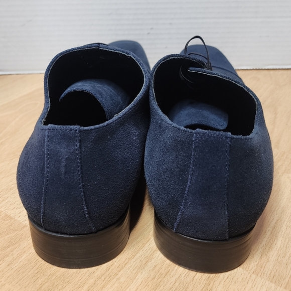 Carrucci Leather Suede Navy Blue Cap Toe Oxford Dress Shoes Men's Size 12 New - Picture 11 of 14